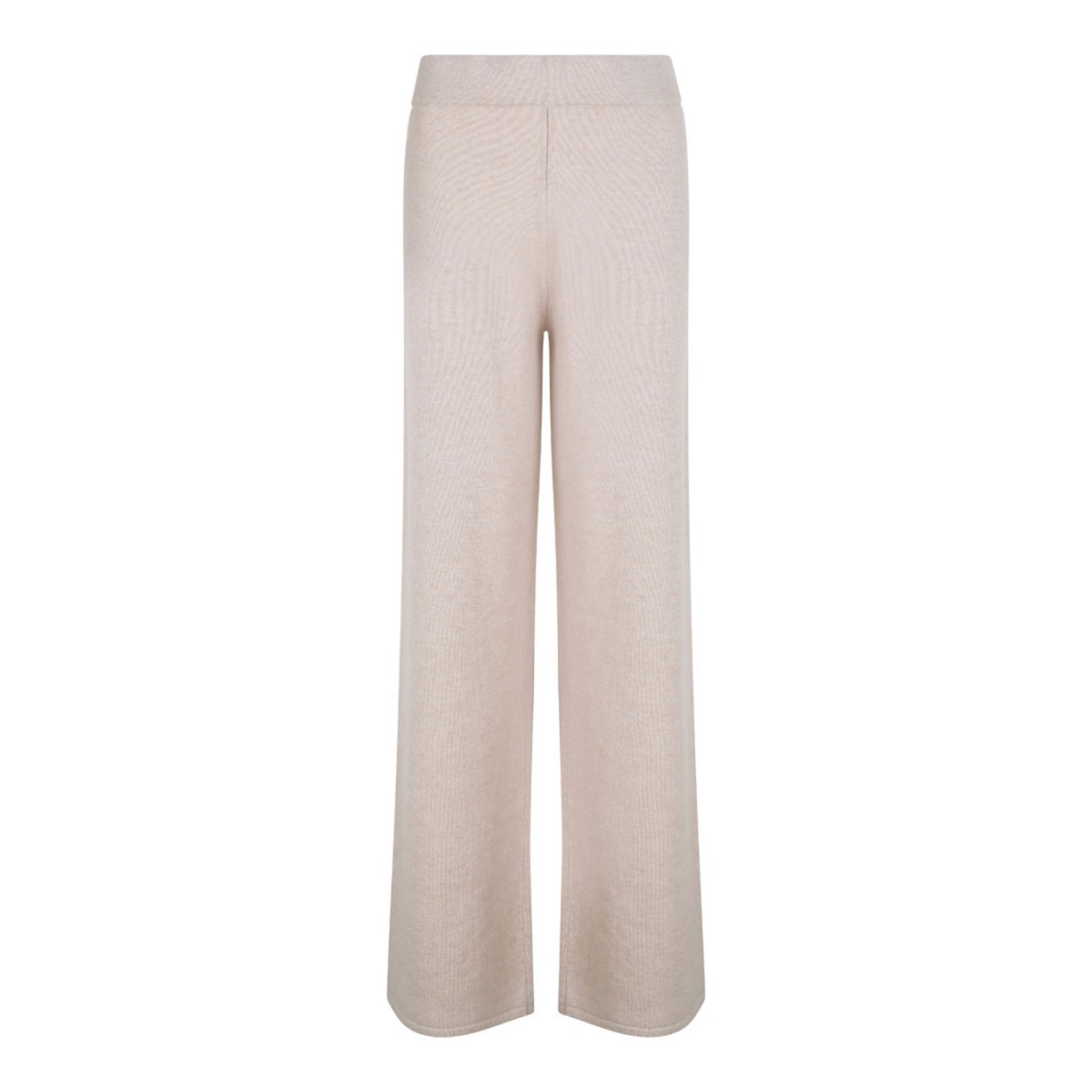 Beige Wide-Leg Knit Trousers