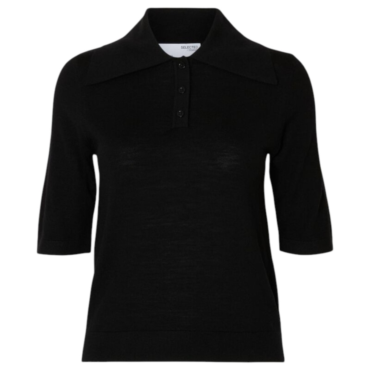 Black Knitted Polo Shirt