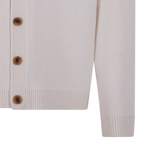 Ecru Fox Head Intarsia Merino Cardigan