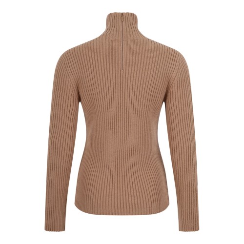 Camel Ribbed Wool And Cashmere Turtleneck 2