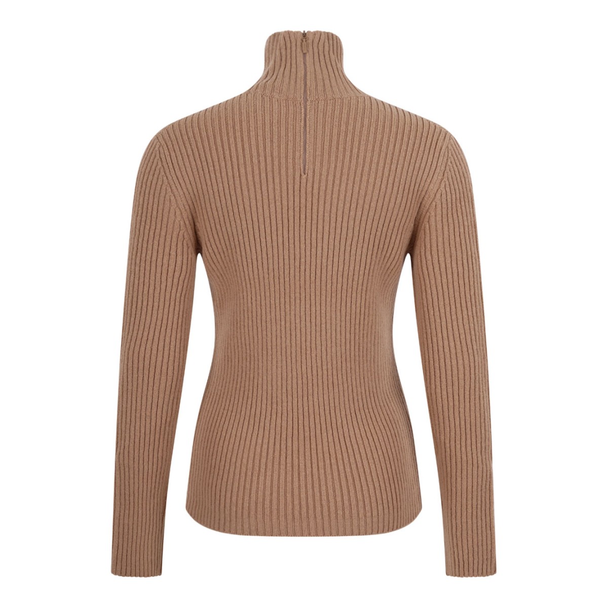 Camel Ribbed Wool And Cashmere Turtleneck