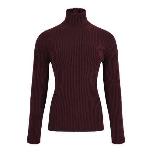 Cherry Ribbed Wool And Cashmere Turtleneck