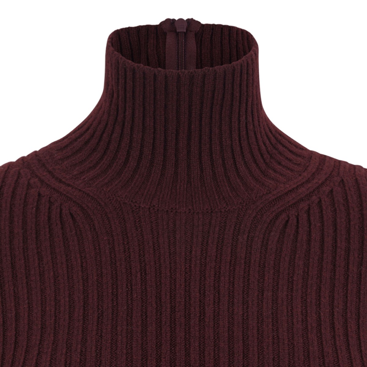Cherry Ribbed Wool And Cashmere Turtleneck