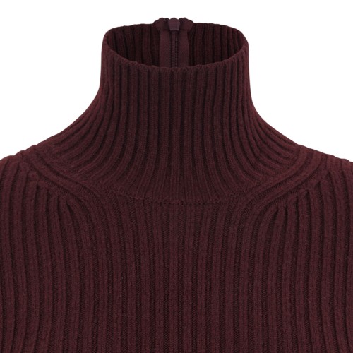 Cherry Ribbed Wool And Cashmere Turtleneck