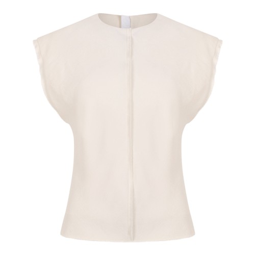 White Sleeveless Raw Edge Details Top