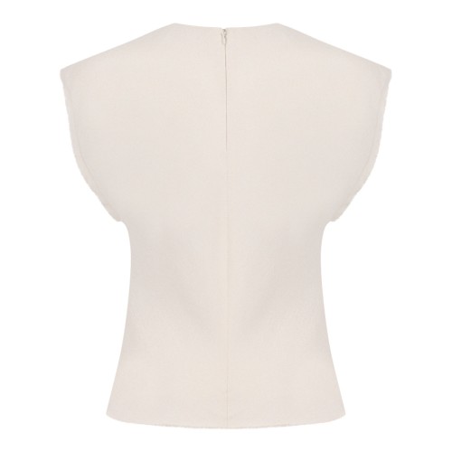 White Sleeveless Raw Edge Details Top