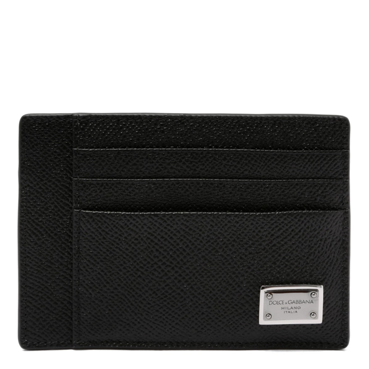 Black Dauphine-Print Calfskin Card Holder