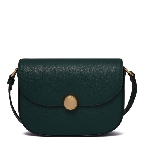 Botanical Green Curved-Flap Crossbody Bag