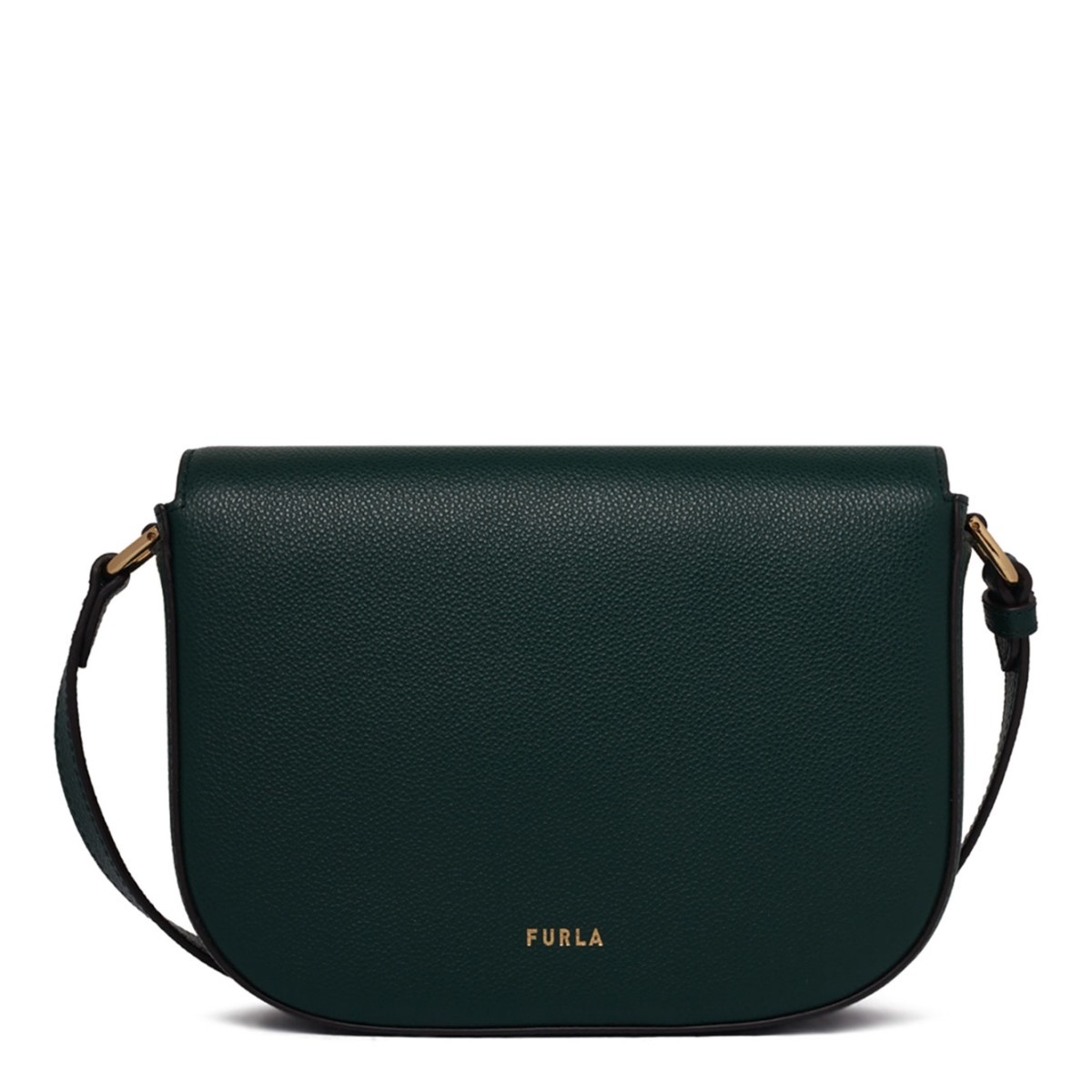 Botanical Green Curved-Flap Crossbody Bag