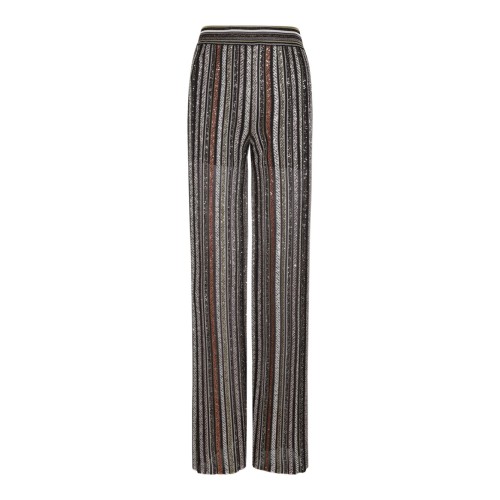 Multicolour Long Pants In Herringbone Stripe Knit