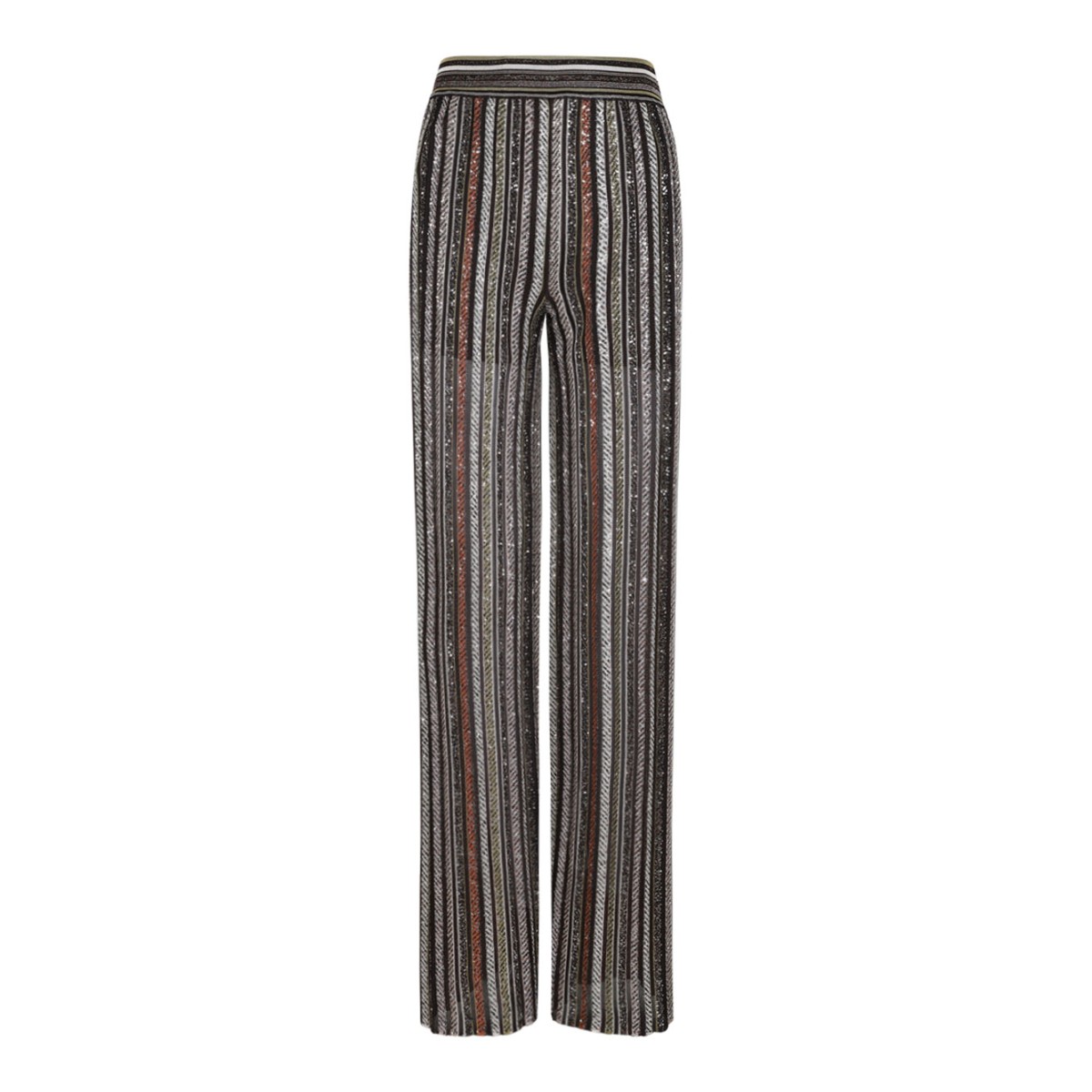 Multicolour Long Pants In Herringbone Stripe Knit