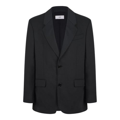 Black Single Breasted Wool Jacket