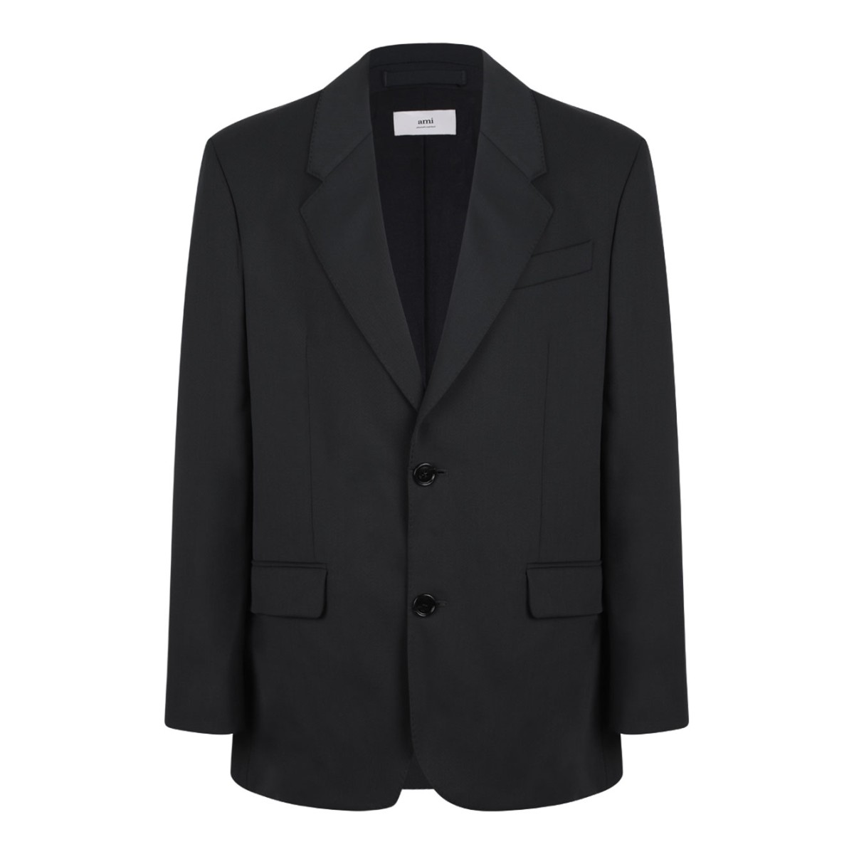 Black Single Breasted Wool Jacket