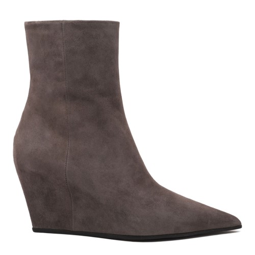 Mud Grey Suede Wedge Boots