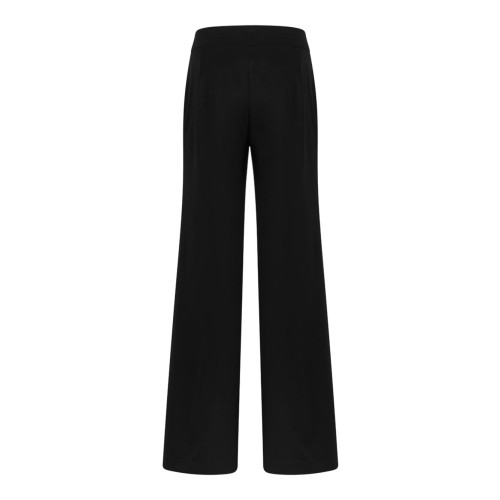 Black Concealed-Fastening Wide-Leg Trousers 2