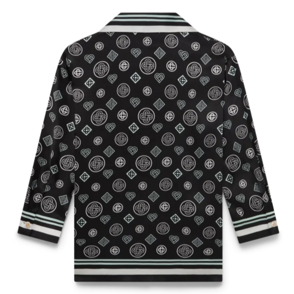 Black Monogram Pyjama Silk Satin Shirt