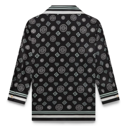Black Monogram Pyjama Silk Satin Shirt