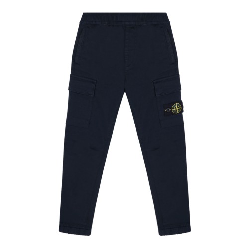 Navy Blue Logo Patch Trousers