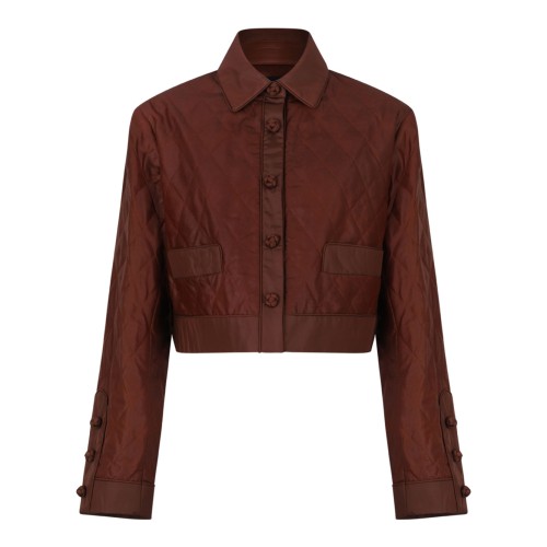 Terracotta Brown Cropped Quilted Jacket