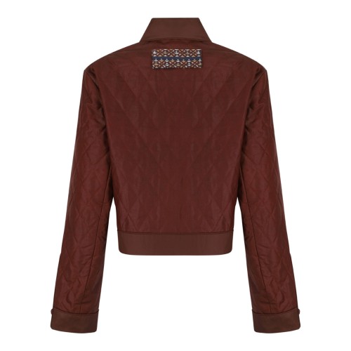 Terracotta Brown Cropped Quilted Jacket