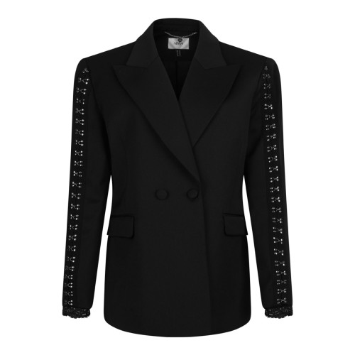Black Embellished Double-Breasted Jacket