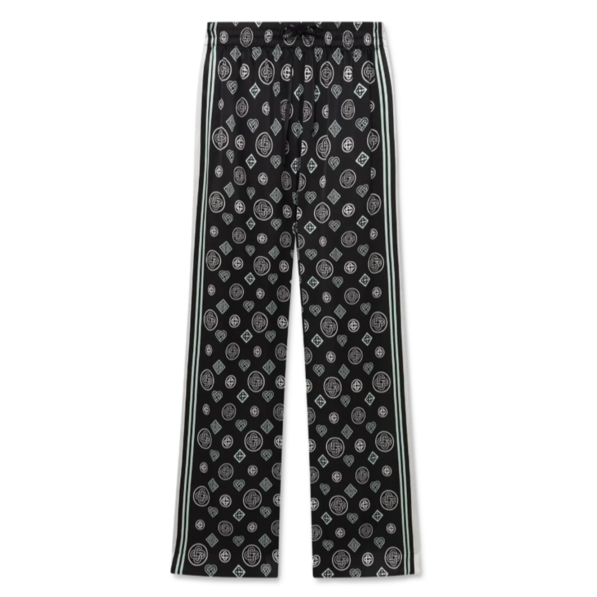 Black Monogram Pyjama Silk Satin Trousers