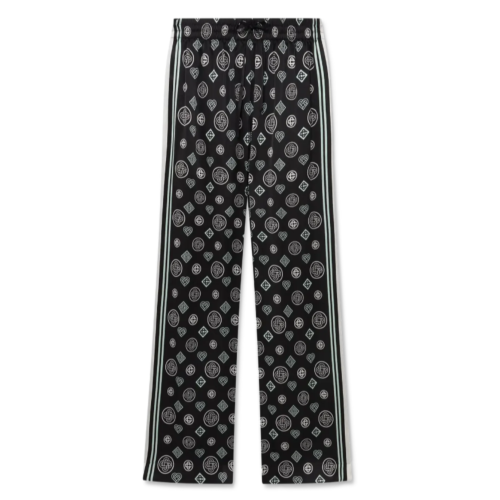 Black Monogram Pyjama Silk Satin Trousers