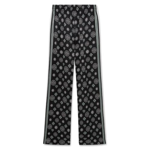 Black Monogram Pyjama Silk Satin Trousers 2
