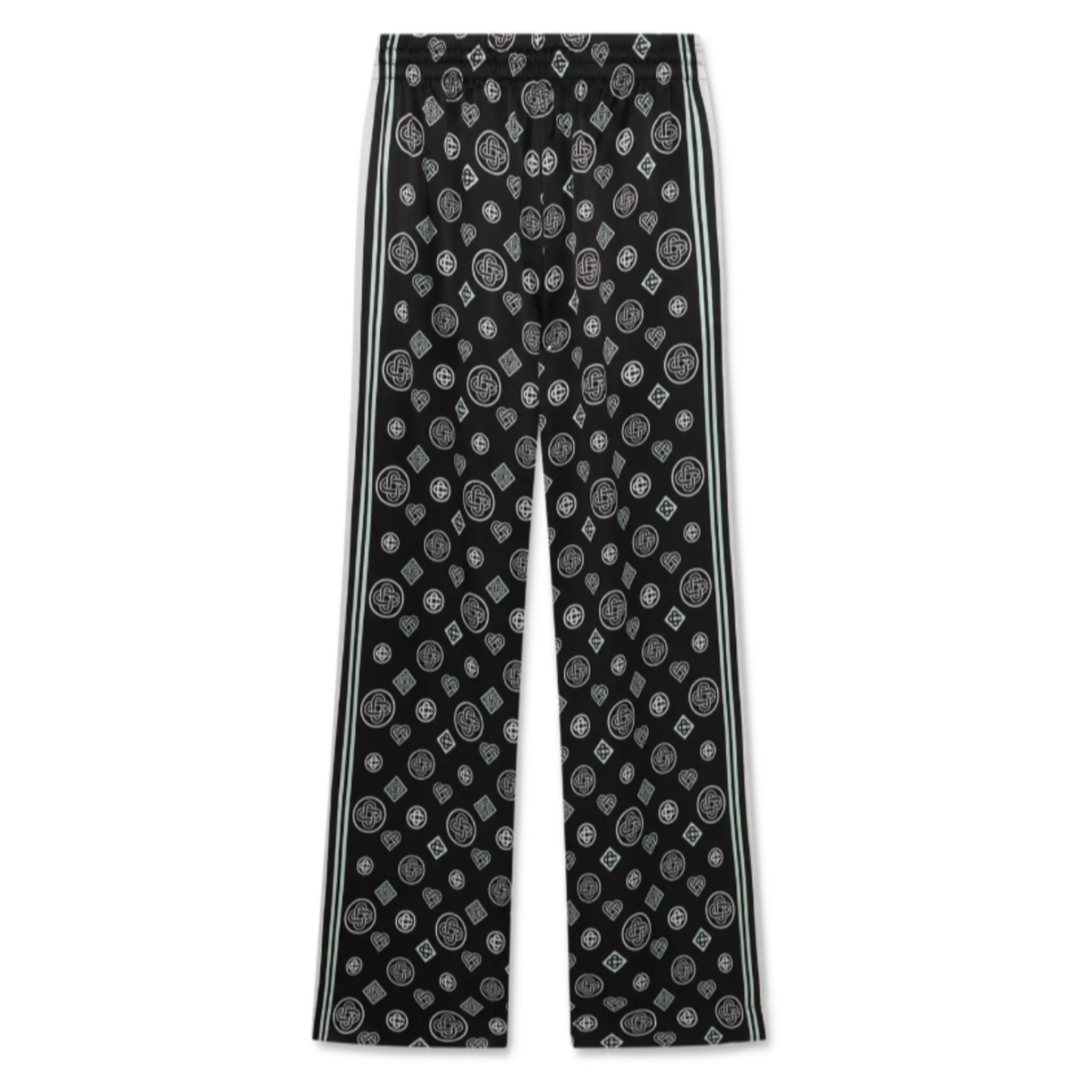 Black Monogram Pyjama Silk Satin Trousers