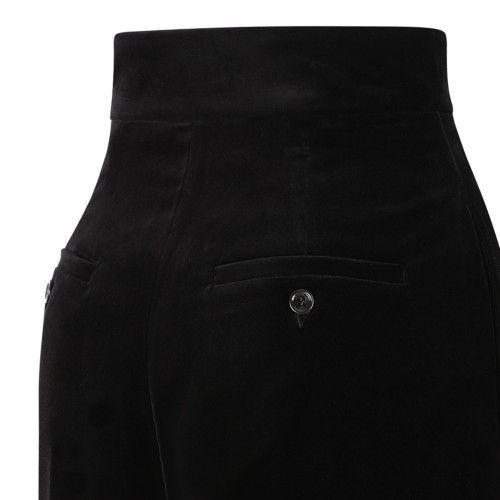 Black Shaved Velvet Trousers