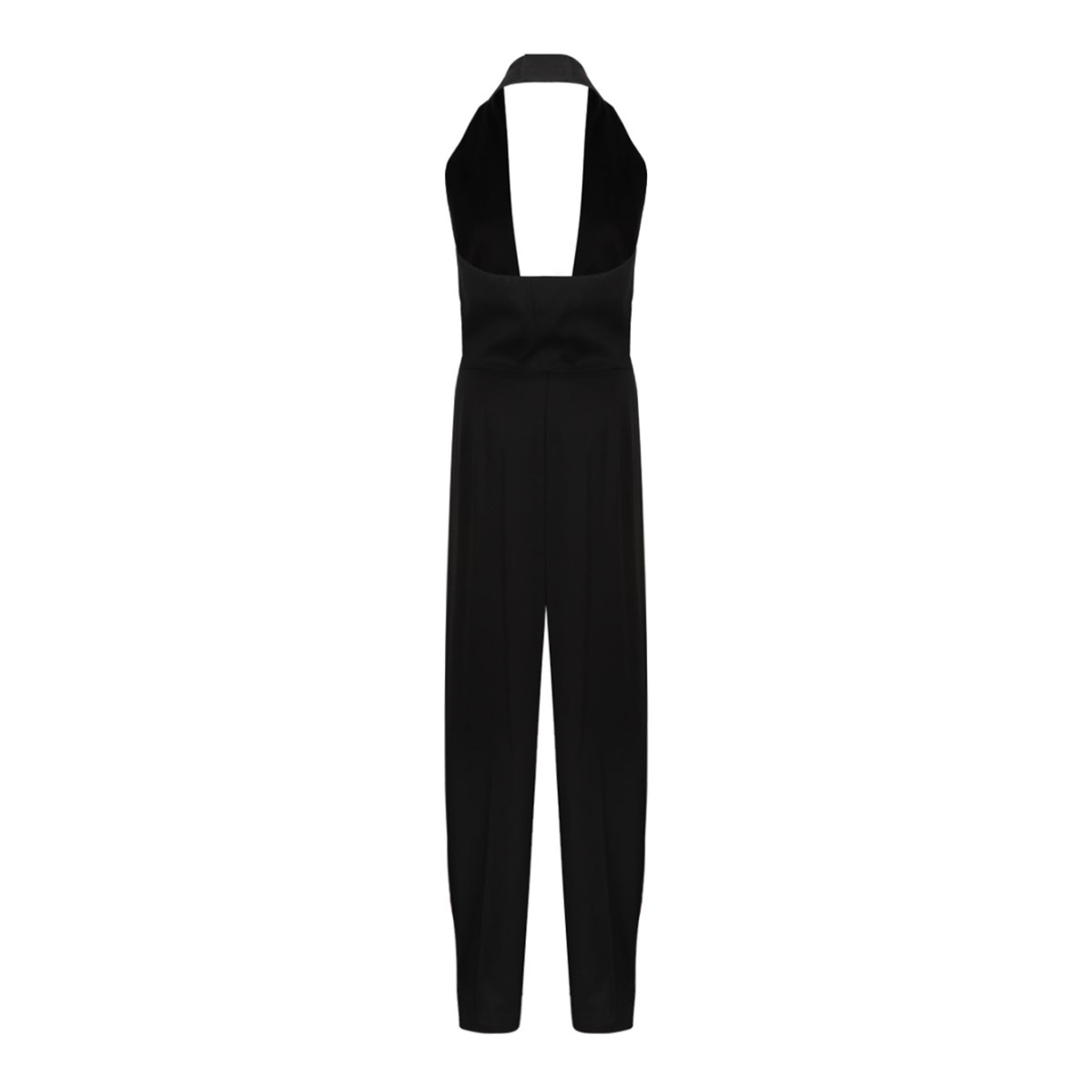 Black Halter-Neck Pleated-Front Jumpsuit