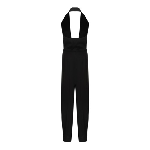 Black Halter-Neck Pleated-Front Jumpsuit