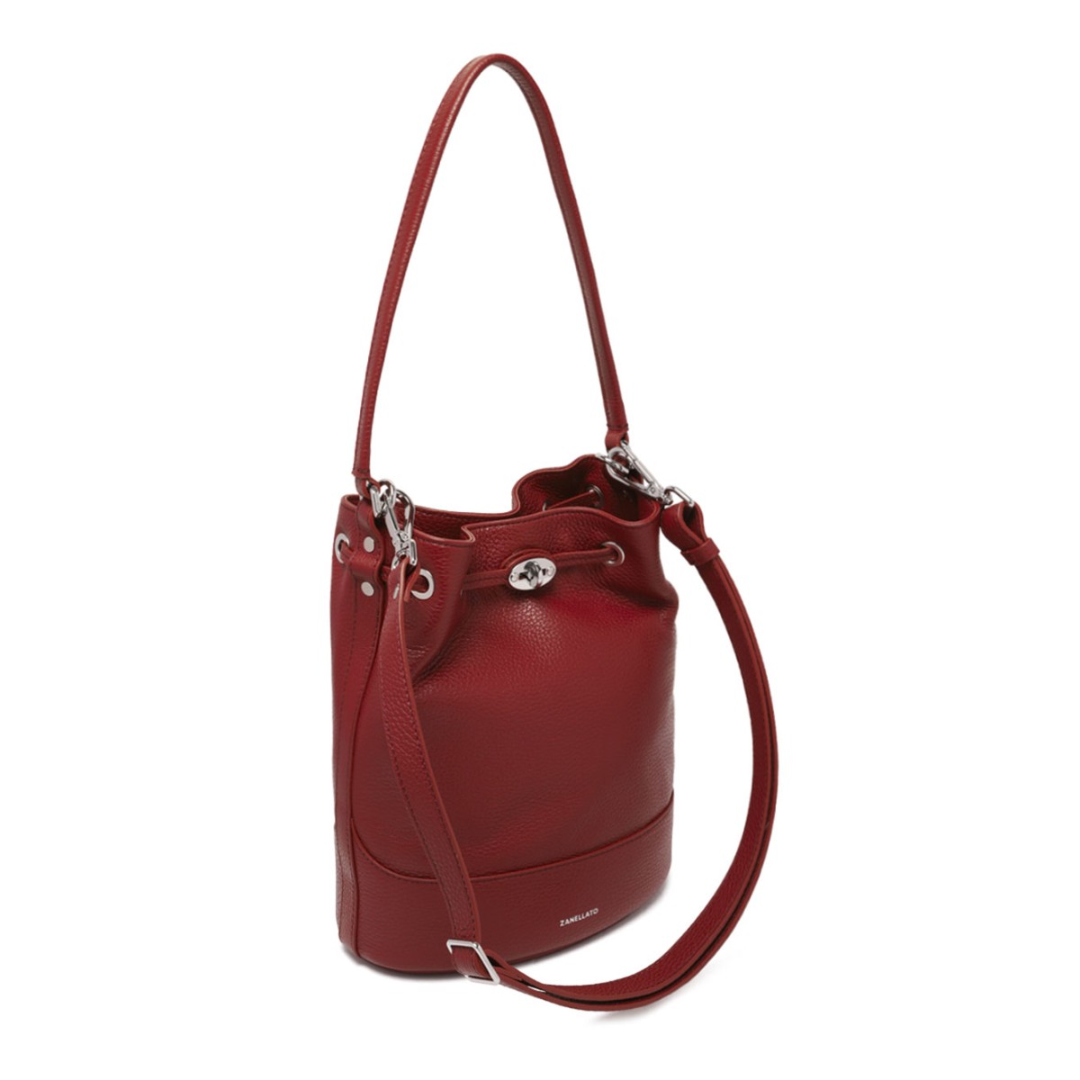 Monda Small Bag In Red Opera Hammered Leather