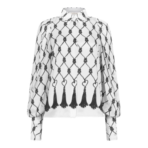 Off White Tassel-Print Blouse