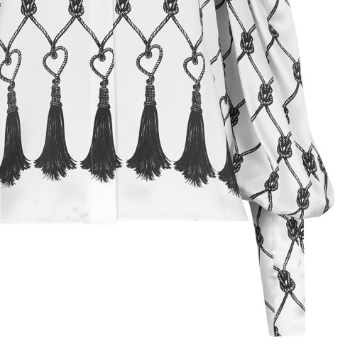 Off White Tassel-Print Blouse