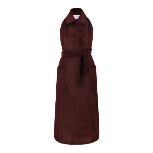 Cherry Sleeveless Coat In Alpaca And Wool