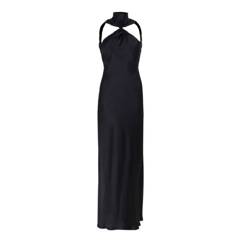 Black Satin Maxi Dress