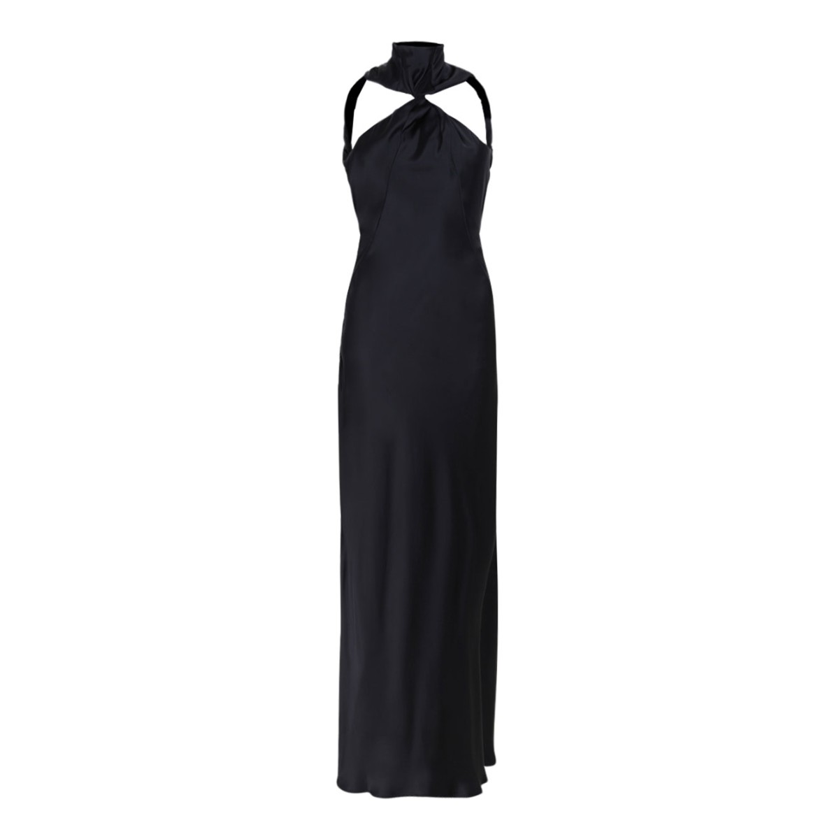 Black Satin Maxi Dress