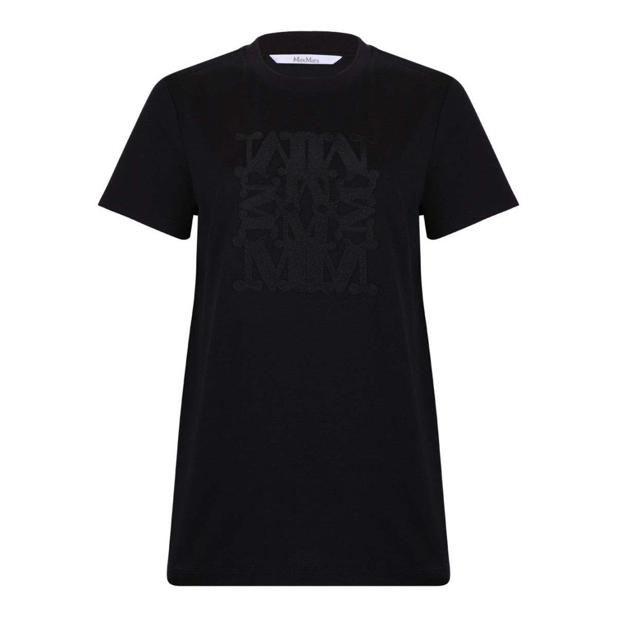 Black Cotton Logo Embroidered T-Shirt