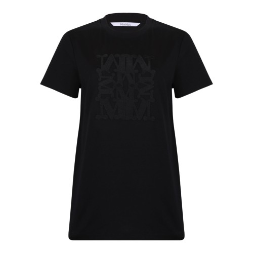 Black Cotton Logo Embroidered T-Shirt