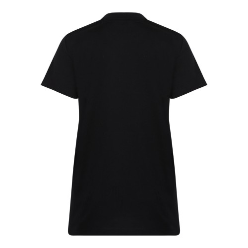 Black Cotton Logo Embroidered T-Shirt