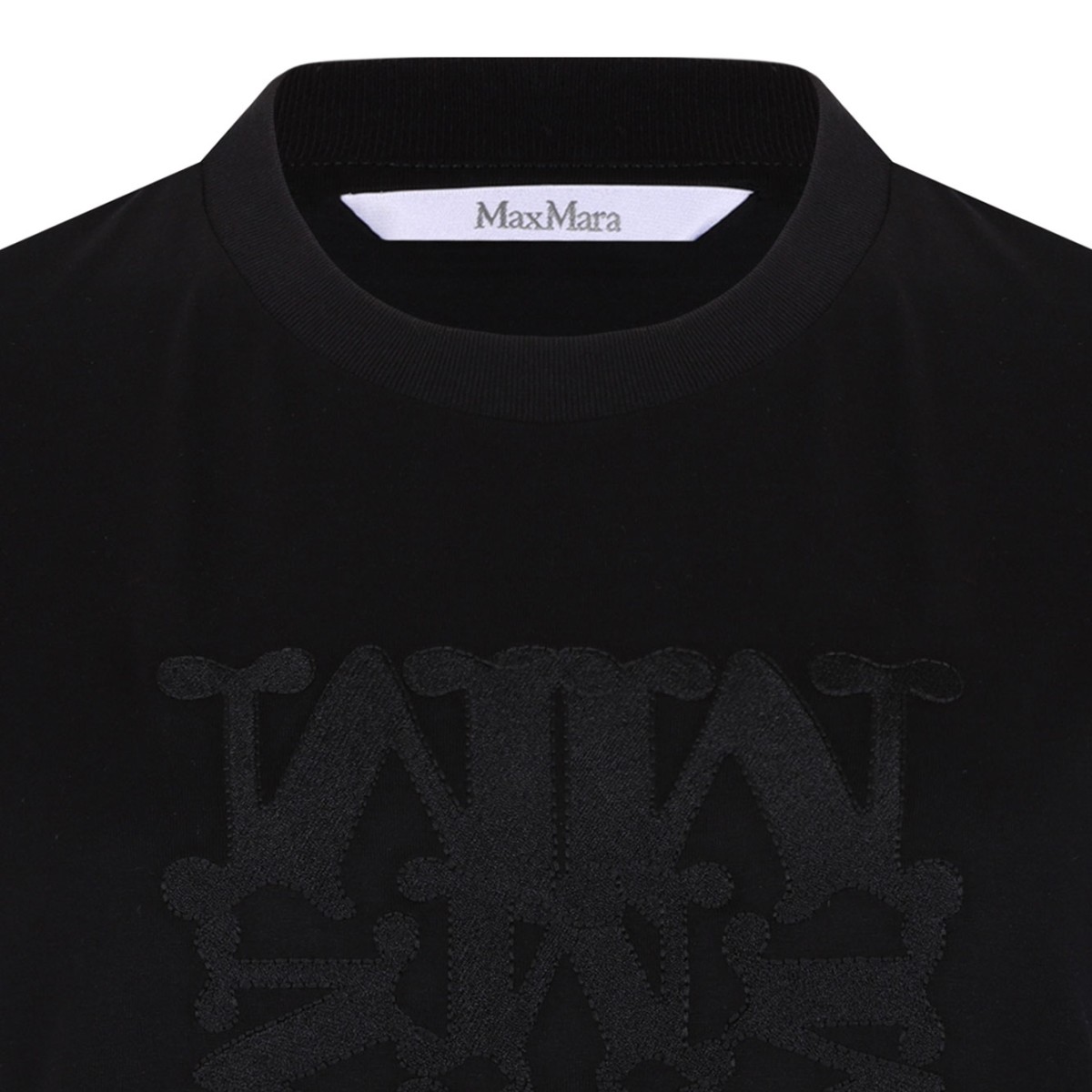 Black Cotton Logo Embroidered T-Shirt