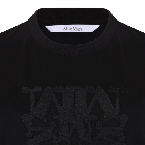 Black Cotton Logo Embroidered T-Shirt