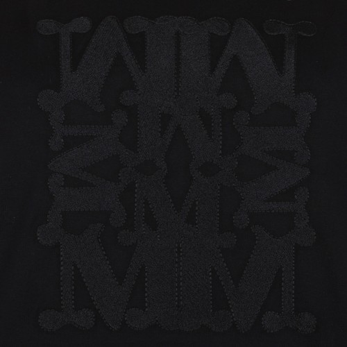 Black Cotton Logo Embroidered T-Shirt