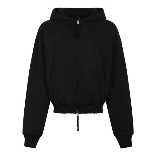 Black Zip-Up Hoodie With Hand Gaiters