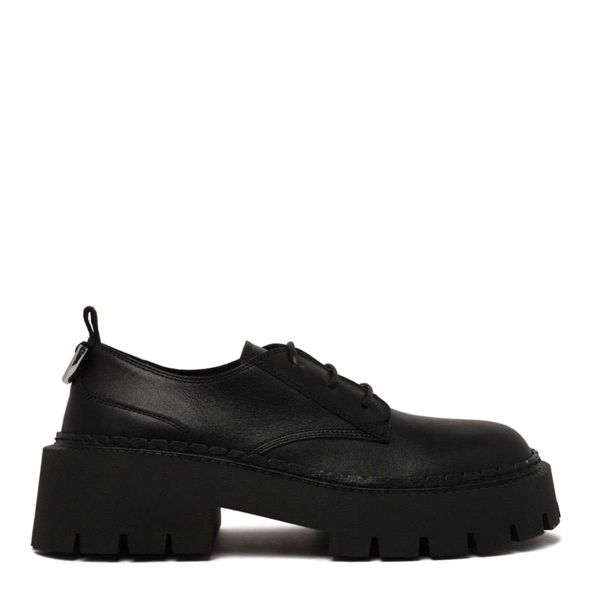 Black Lace-Up Platform Shoes