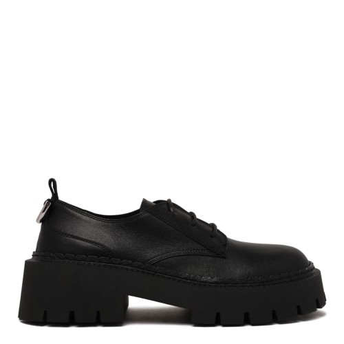 Black Lace-Up Platform Shoes