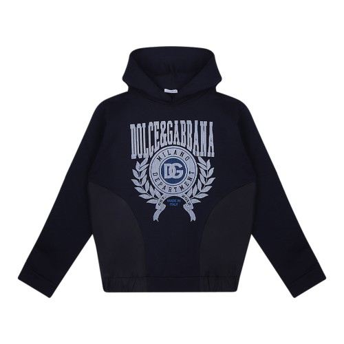 Navy Blue Logo Embroidered Hoodie