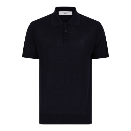 Dark Blue Virgin Wool Polo Shirt