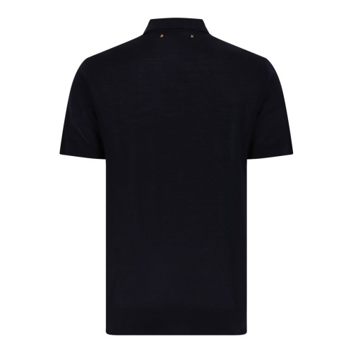 Dark Blue Virgin Wool Polo Shirt 2